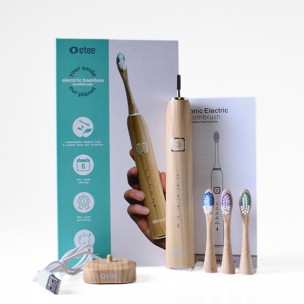 Electric Toothbrush with Replaceable Bamboo Head